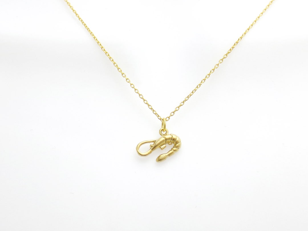 Tiny Necklace Shrimp Necklace Gold Necklace Animal Necklace Birthday