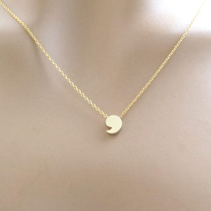 Dainty necklace, Comma necklace, Pendant necklace, Charm necklace, 14K gold plated necklace, silver plated necklace, Gift for her