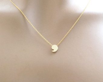 Dainty necklace, Comma necklace, Pendant necklace, Charm necklace, 14K gold plated necklace, silver plated necklace, Gift for her