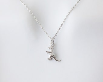 Collar de dinosaurio pequeño, collar de dinosaurio, joyería de dinosaurio de oro y plata, collar de regalo de cumpleaños para mejores amigos