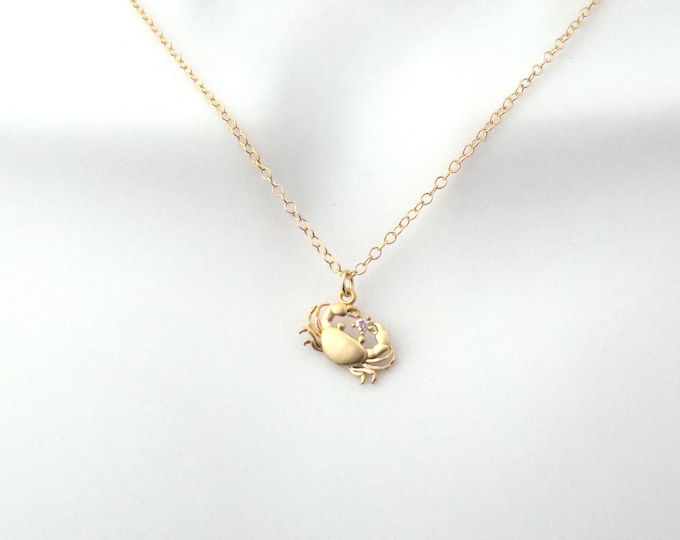 Holding cubic crab necklace, Gold Silver necklace, Pendant necklace, Charm necklace, Cute necklace, Gift necklace, Gift for women