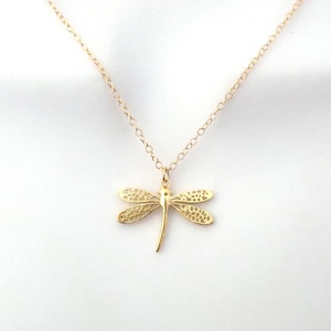 Dragonfly necklace Gold Silver necklace Family gift Friend gift Birthday gift Daughter gift