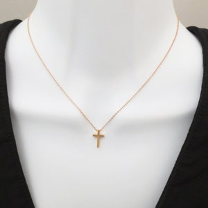 Small cross necklace, Dainty cross necklace, Cute cross necklace, Gold Silver Rose gold necklace, Friendship Mom Birthday gift necklace image 4