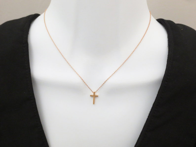 Small cross necklace, Dainty cross necklace, Cute cross necklace, Gold Silver Rose gold necklace, Friendship Mom Birthday gift necklace image 4