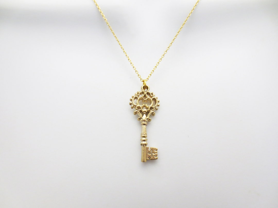 Open Your Door Key Necklace Key Lock Necklace Gold Etsy