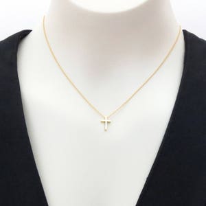 Small cross necklace, Dainty cross necklace, Cute cross necklace, Gold Silver Rose gold necklace, Friendship Mom Birthday gift necklace image 3