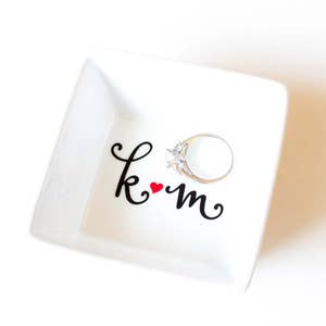 Personalized Engagement Gift for Couple - Custom Ring Dish