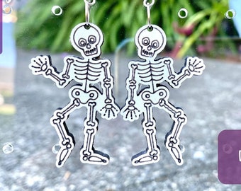 Skeleton Earrings - Laser File - Dangle Earrings - Funny Earrings