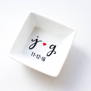 Personalized Engagement Gift for Couple - Custom Ring Dish