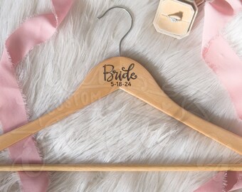 Custom Wedding Hanger - Personalized Gift for Bride - Wooden Bride Hanger