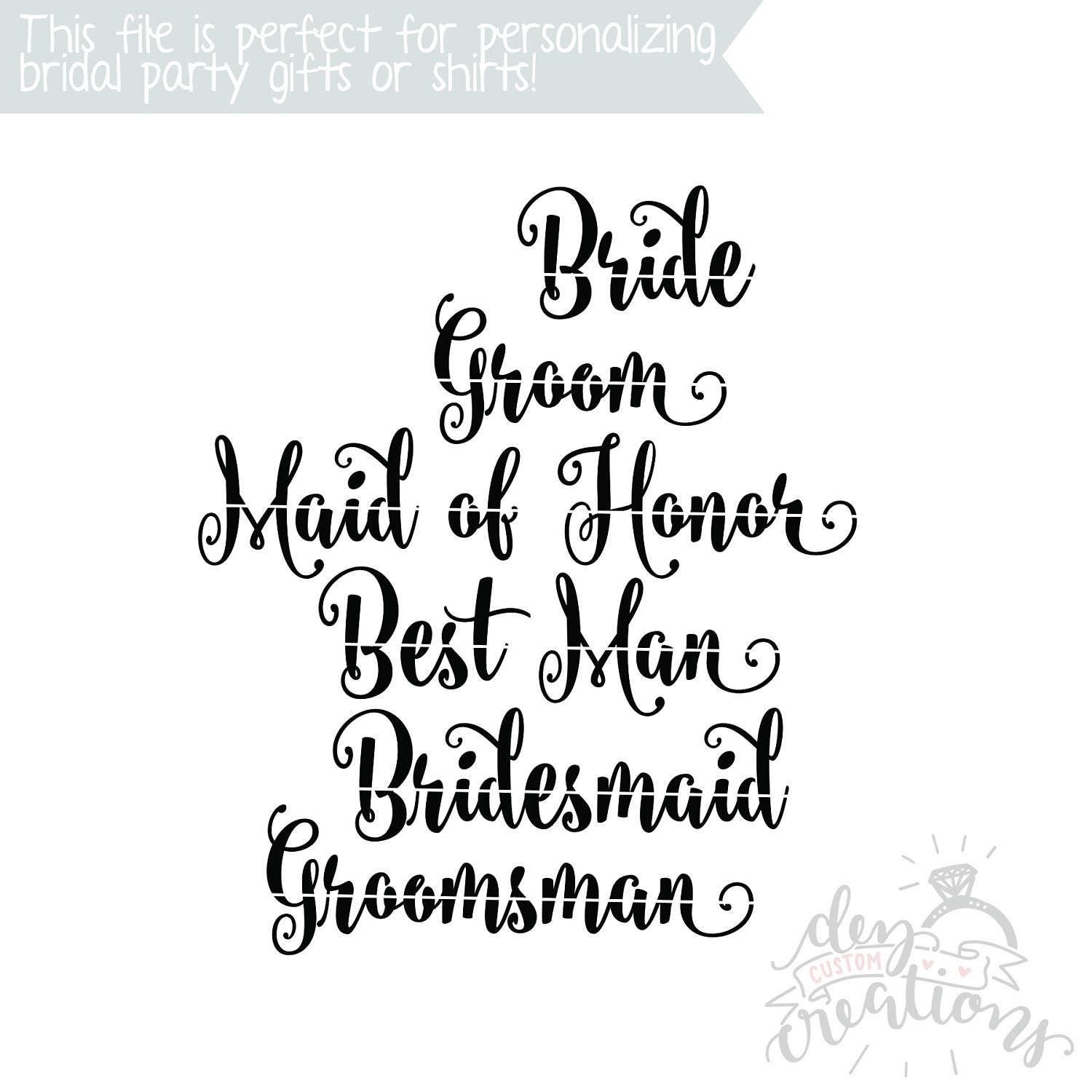 Download Bride SVG Bride Groom Bridal Party Cut File SVG DXF | Etsy