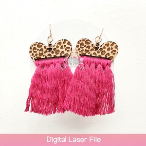 Leopard Heart Macrame Earrings SVG File - Valentine&#39;s Glowforge Design (Digital File)