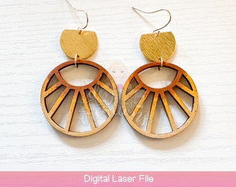 Circle Ray Earrings Laser File - Digital Wood Earring SVG
