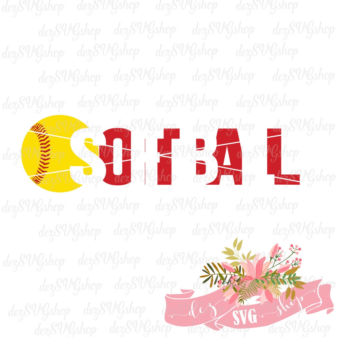 Softball SVG Cut File DXF File Knockout Svg Svg Files Etsy