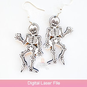 Oorbel SVG - Halloween-laserbestand skelet bengeloorbellen