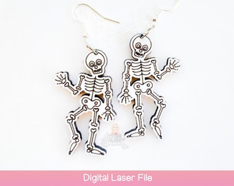 Earring SVG - Halloween Laser file Skeleton Dangle Earrings