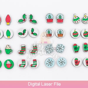 Christmas Stud Earrings SVG: Laser Cut Files for Glowforge (16 Sets)