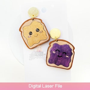 Pindakaas & Jelly Earring SVG - SVG Laser Earring-bestand - Lasergesneden bestanden - Pb en J Earring SVG