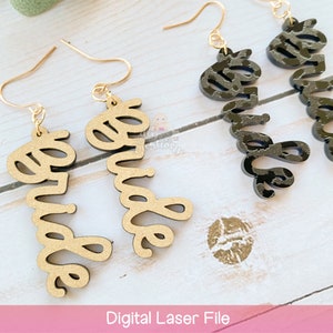Laser geschnittene Ohrring Dateien - Bride & Mrs - 3 Ohrringe SVG Designs