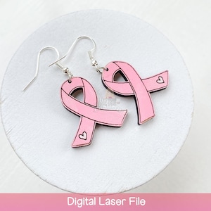 Glowforge Datei - Brustkrebs Bewusstseinsband Ohrring Datei - Digitale Datei für Laserschneider