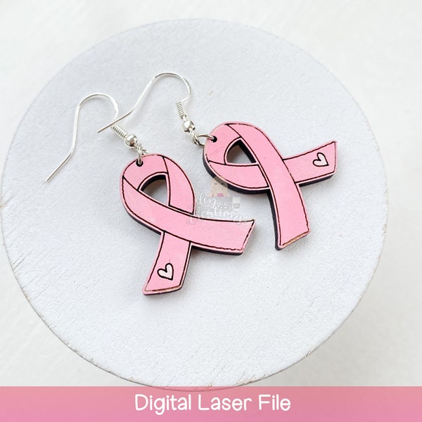 Glowforge File - Breast Cancer Awareness Ribbon Earring File - Digital File for laser cutters