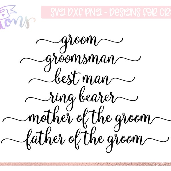 Bridal Party SVG set #2 - Groom Side | Cut File | SVG DXF files | svg for Cricut and Silhouette