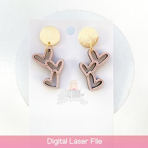 Heart Cutout Chain Earring SVG - Laser Cut File