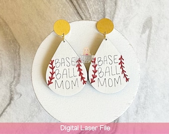 Baseball Mom Earring SVG for Laser - Glowforge Earring File