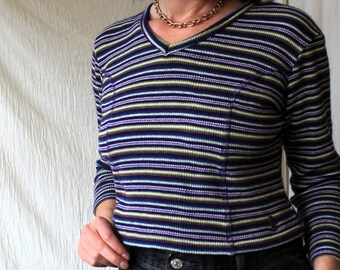 Late 90s Y2K GX Cropped Striped Shirt