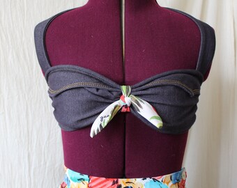 Guess U.S.A. Denim Pin-Up Bikini Top Size Small 1990s Made in California