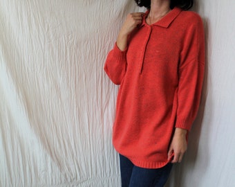 80s 90s Venezia Sportswear Slouchy Sweater Tunic Confetti Yarn Free Size