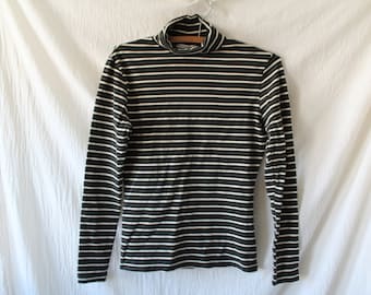 90s Express Tricot Stretchy Striped Turtneck Size Small