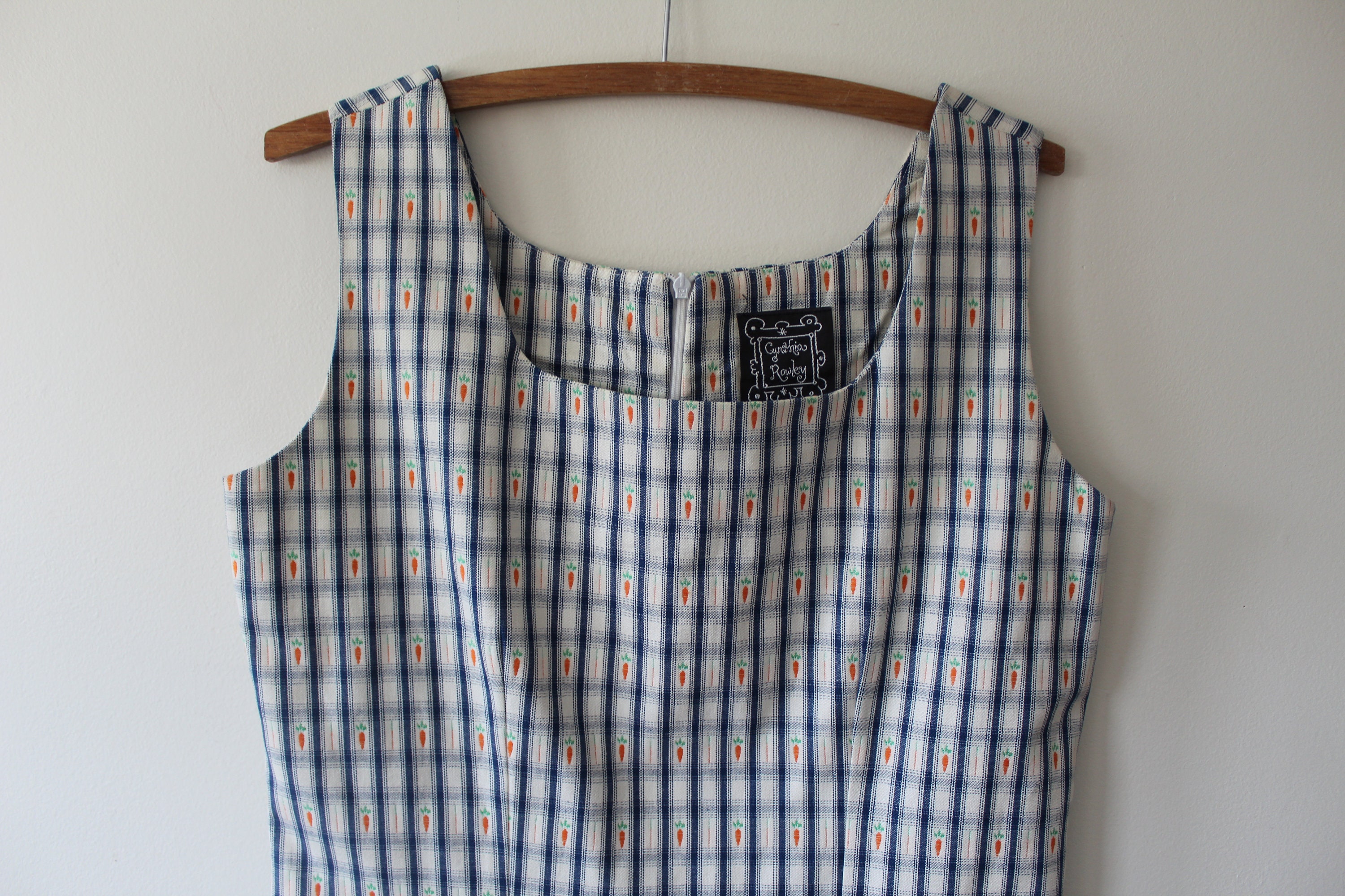 1990s Cynthia Rowley Novelty Carrot Gingham Sleeveless Square Neck Knee Length Sheath Dress Size 10 Etsy