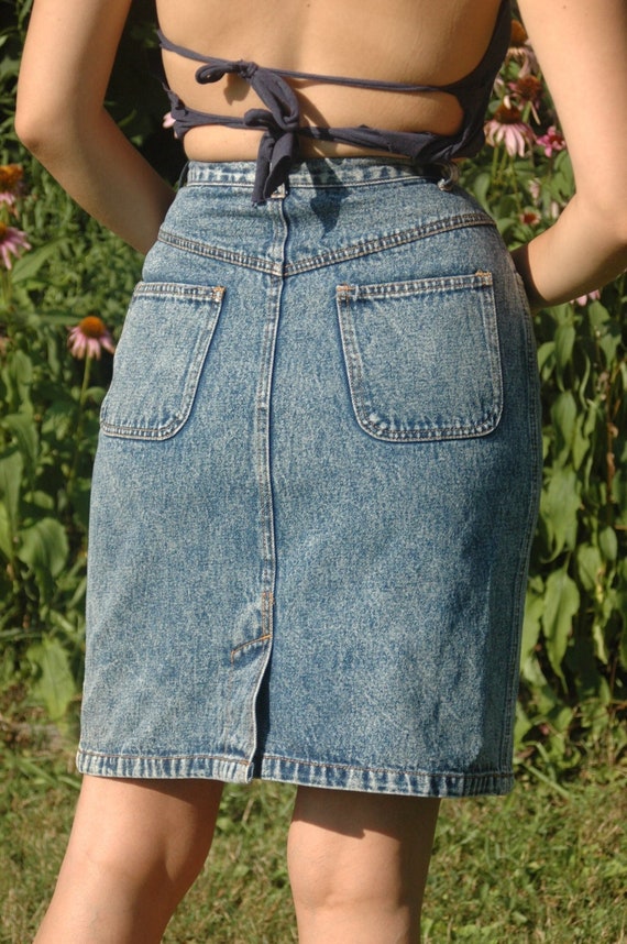 Acid Washed Denim Pencil Skirt Size Xtra-Small/Sma