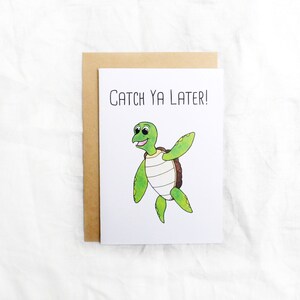 Süße Schildkröte Welle Catch Ya Later! Abschiedsgrußkarte / Australisches Tier Aquarell Druck