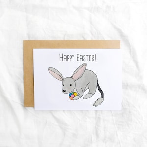 Páscoa Bilby com Ovos de Páscoa Feliz Páscoa Animal Australiano Cartão Feito à Mão Impressão em Aquarela Presente Australiano