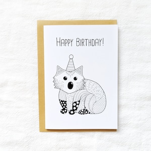 Zentangle Wombat Australisch dier Gelukkige Verjaardag / / Wenskaart Mandala Stijl Print Cute Animal met Envelop