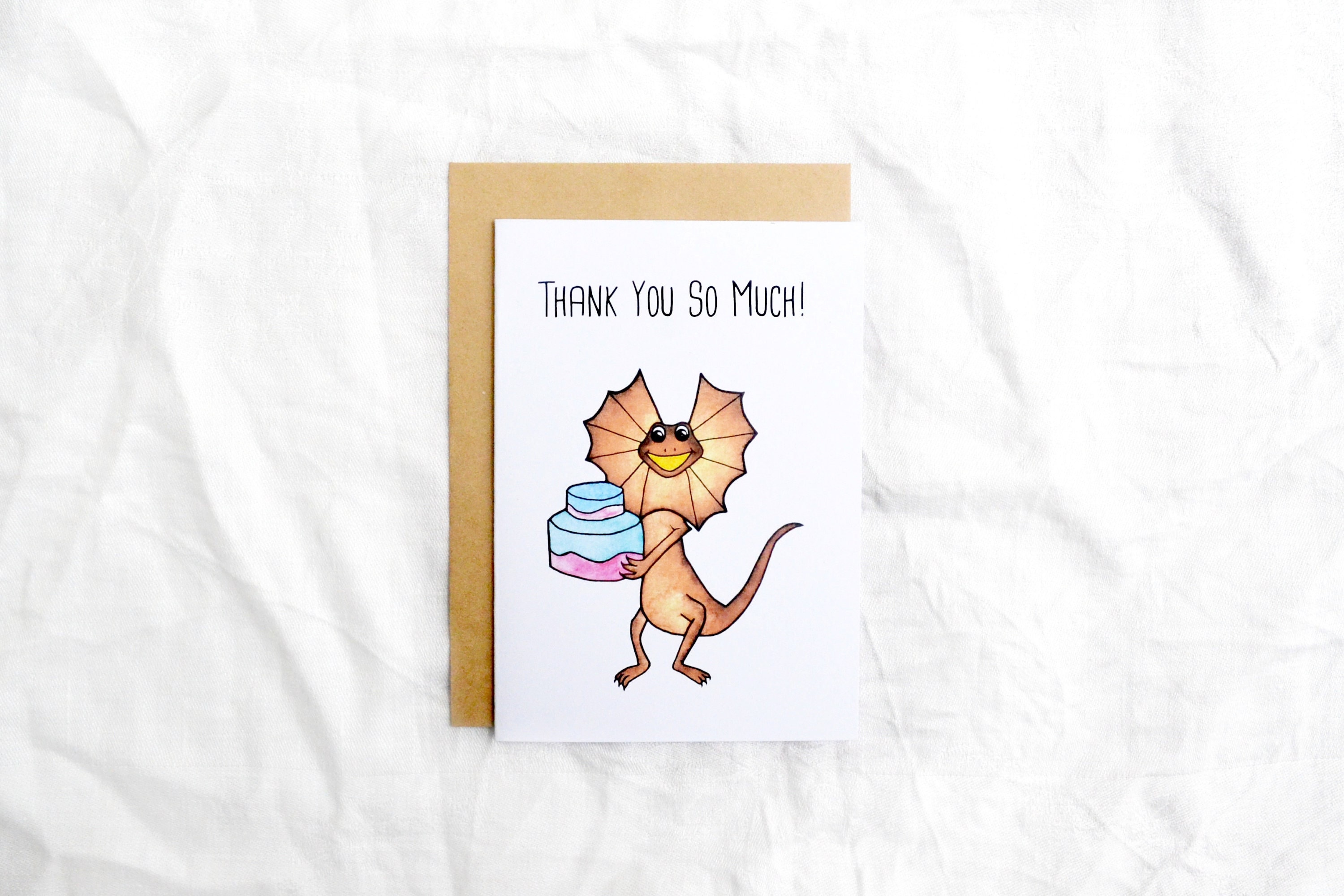 Congratulations Lizard Cute Frilled Neck Lizard Thank You Card // Australian Animal Greeting ...