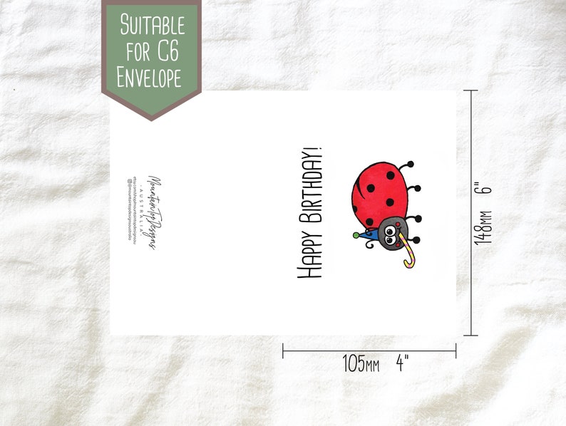 Printable Party Ladybird Cute Ladybug Watercolour Birthday Card ...