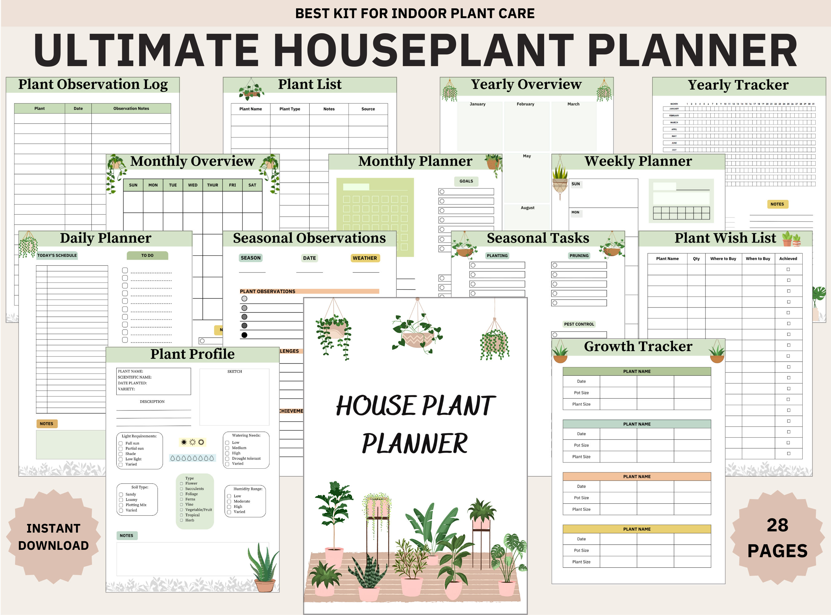 Houseplant Planner Printable, House Plant Journal, Printable Plant Care ...