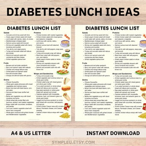 Diabetic Lunch List, Diabetes Lunch Ideas, Diabetes Food List, Diabetic Food Chart, Diabetic Diet Meal Ideas, Diabetic Food List, Meal Plan