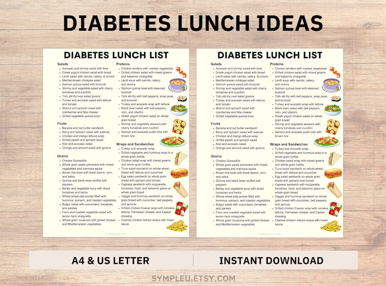 Diabetic Lunch List, Diabetes Lunch Ideas, Diabetes Food List, Diabetic