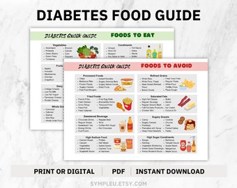 Diabetes Food List, Diabetic Food Chart, Diabetes Food Guide, Diabetic Diet Sheet, Diabetic Meal Plan, Grocery List, Diabetic Food List, PDF