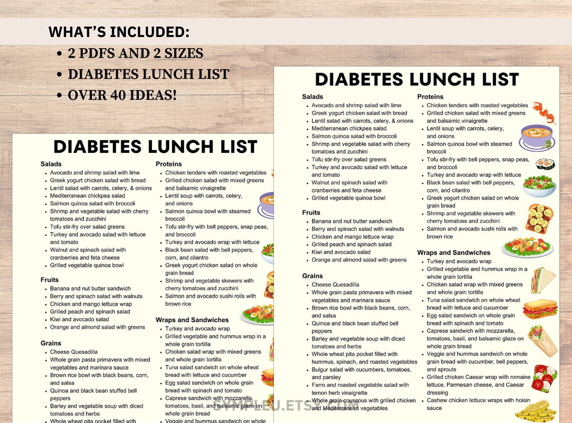 Diabetic Lunch List, Diabetes Lunch Ideas, Diabetes Food List, Diabetic