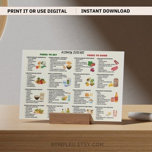 Kidney Friendly Food List, Kidney Disease Food List, Kidney Diet List for Low Potassium Meal Plan, Kidney Disease Diet, Kidney Foods Poster