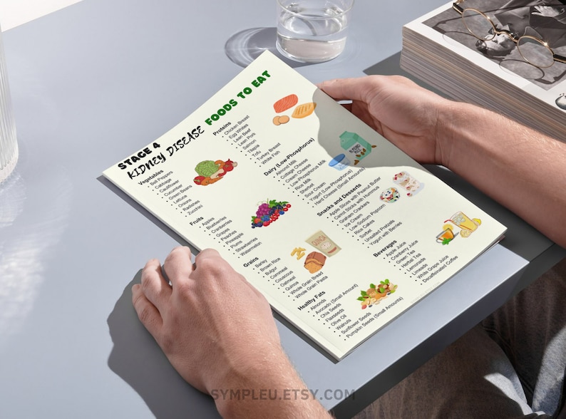 Stage 4 Kidney Disease Food List, Kidney Friendly Food List, Renal Diet, Kidney Disease Diet Foods Chart for Meal Plan, Kidney Diet Foods