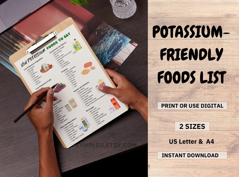 Low Potassium Diet Food List, Kidney Disease, Renal Diet, Potassium Meal Plan Guide, Potassium Foods Chart, High Potassium, Grocery List