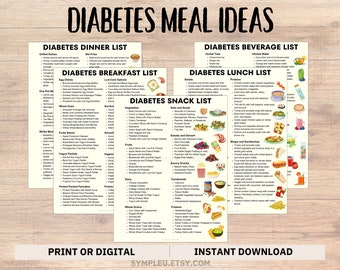 Diabetes Meal Ideas, Diabetic Food List, Diabetic Meal Plan, Diabetic Snacks, Breakfast, Lunch, Dinner and Drinks List, Diabetes Food Guide