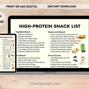 Photo of High Protein Snack List, Snack Ideas for High Protein Meal Plan Guide, High Protein Food List, High Protein Recipes, Protein Food Chart, PDF