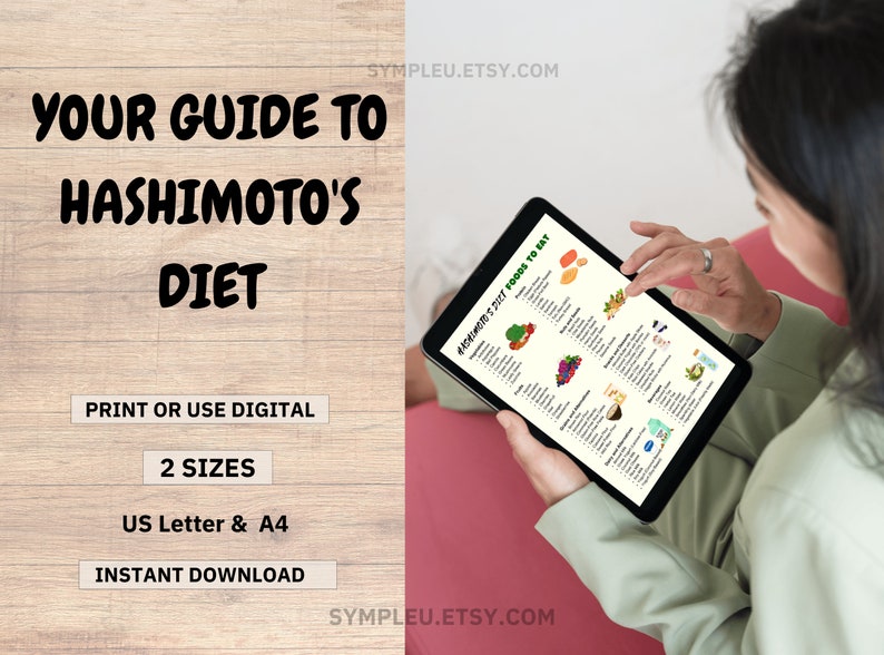 Photo of Hashimoto Diet Food List for Thyroid Diet Meal Plan, Thyroiditis Health Food Chart, Hashimotos Disease, Hyperthyroid Grocery List, PDF